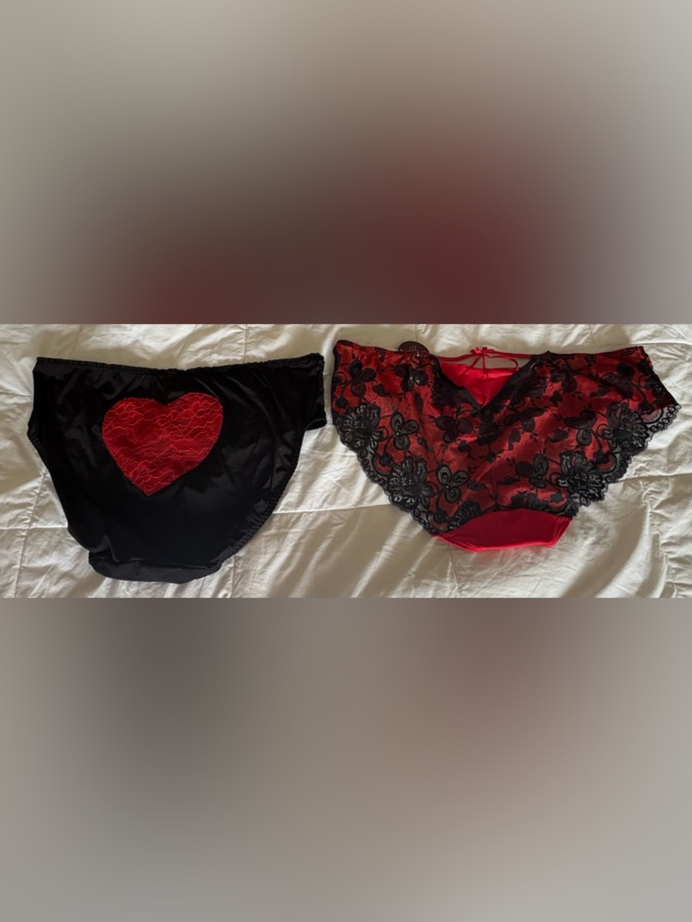 2 Cacique Satin and Lace Briefs - Black & Red - 22/24 - Picture 2 of 5